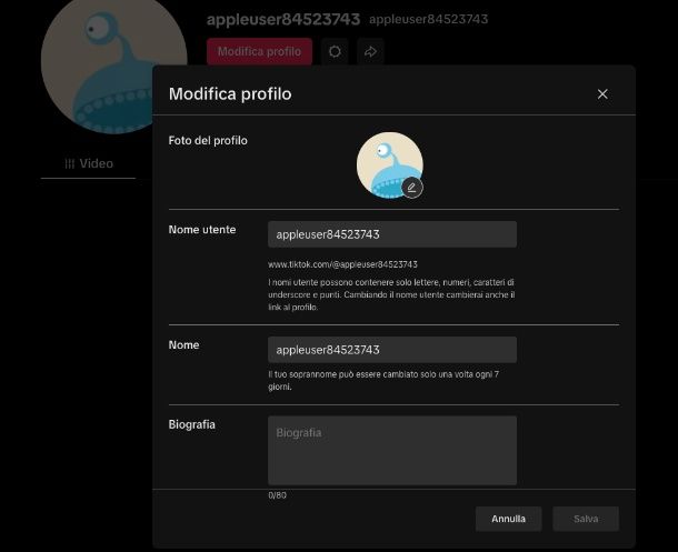 Cómo cambiar el nombre de usuario en Tiktok