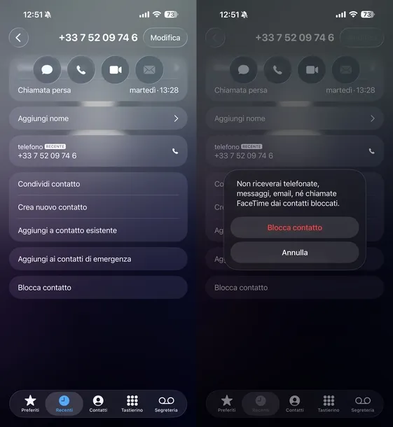Bloquear manualmente un número de iOS específico