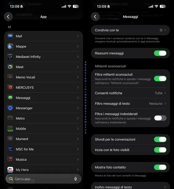 Filtrar remitentes desconocidos iOS