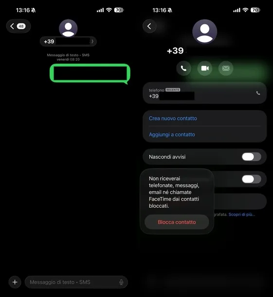 Bloquear un número de iOS específico