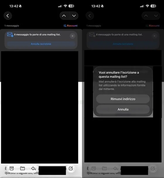 Darse de baja de la aplicación Mail para iOS del boletín informativo