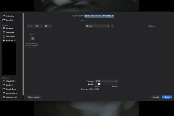 Reducir el tamaño del archivo JPG Vista previa macOS