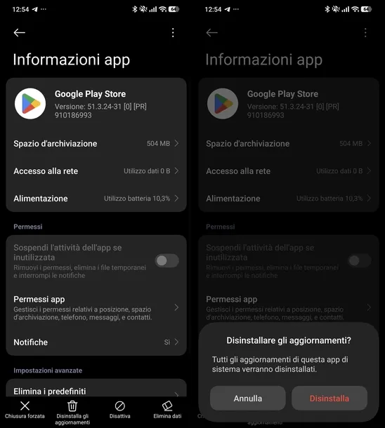 Desinstalar las actualizaciones de Google Play Store