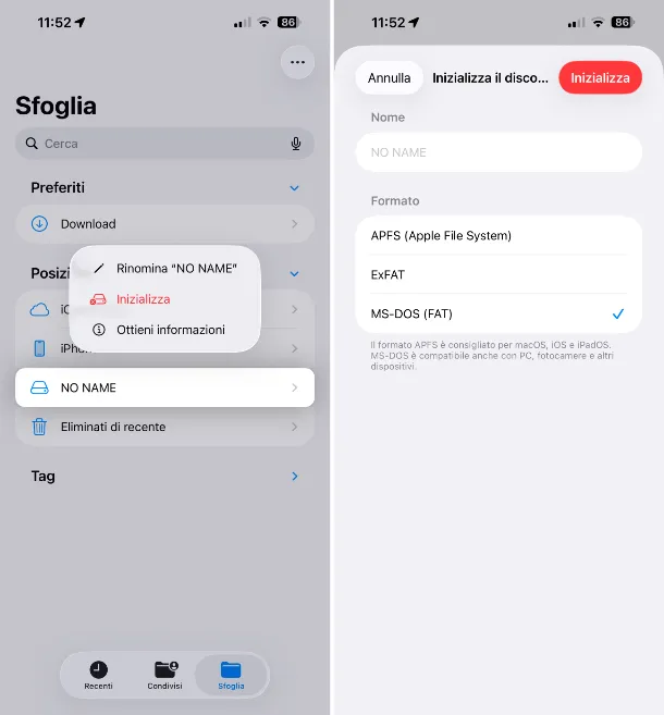Formatear archivo microSD de iPhone