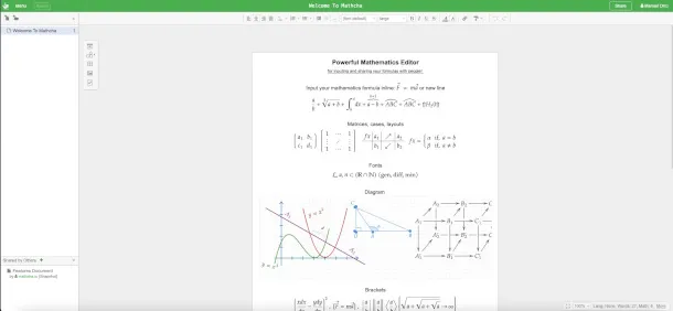Interfaz en línea de Mathcha