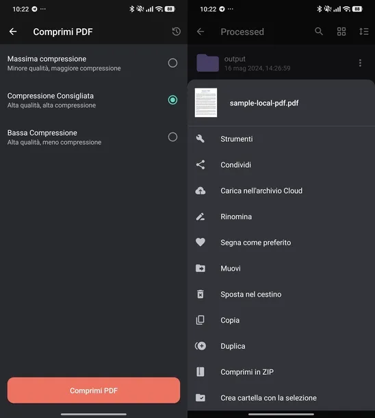 Reducir el tamaño del archivo PDF iLovePDF Android